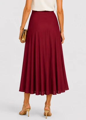 Dianna - Saia Feminina Midi Evase Vermelho - DIANNA