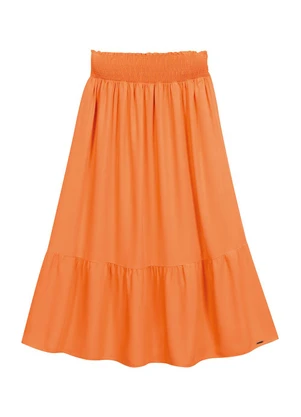 Marialícia - Saia Feminina Midi Laranja - MARIALÍCIA