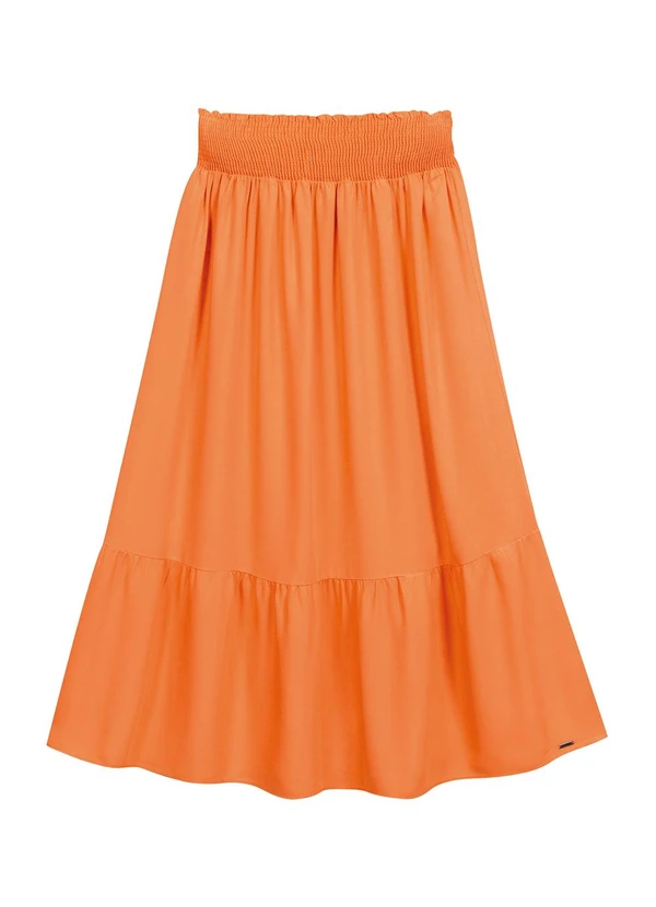Marialícia - Saia Feminina Midi Laranja