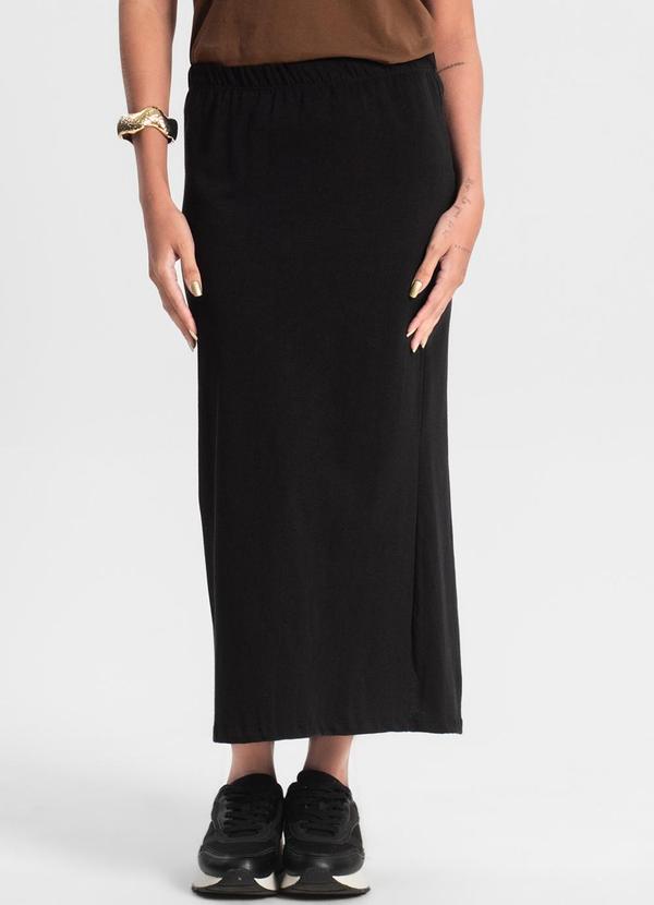 Rovitex - Saia Feminina Midi Malhão Preto 1