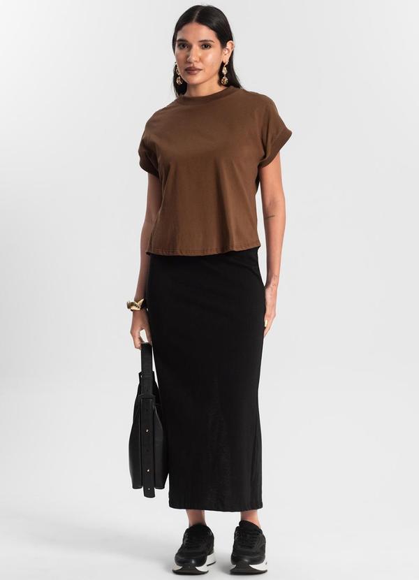 Rovitex - Saia Feminina Midi Malhão Preto 3