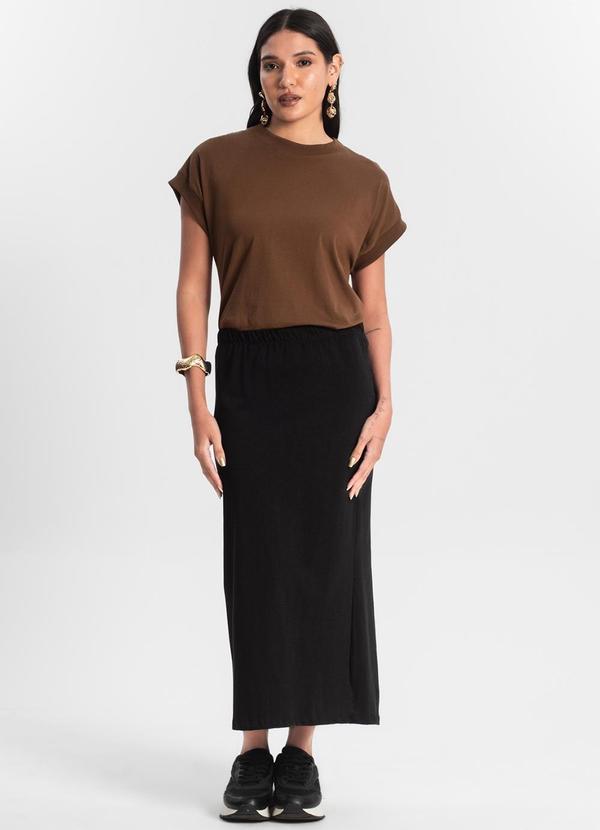 Rovitex - Saia Feminina Midi Malhão Preto 4