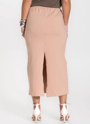 Infinita Cor - Saia Feminina Midi Marrom - INFINITA COR