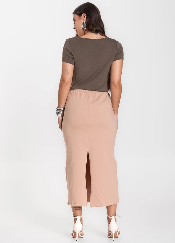 Infinita Cor - Saia Feminina Midi Marrom 4