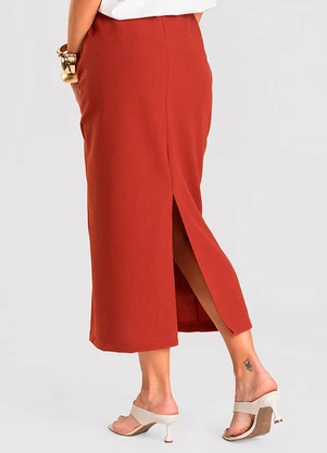 Dianna - Saia Feminina Midi Marrom - DIANNA