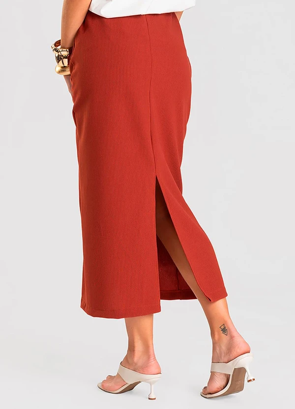 Dianna - Saia Feminina Midi Marrom 2