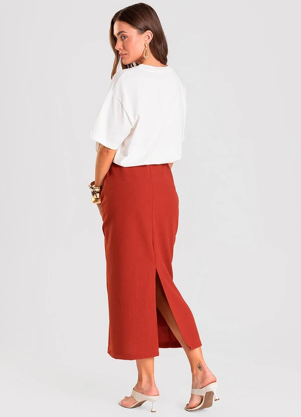 Dianna - Saia Feminina Midi Marrom 4
