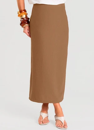 Dianna - Saia Feminina Midi Marrom - DIANNA