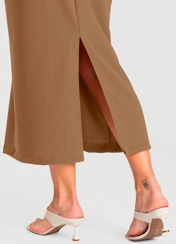 Dianna - Saia Feminina Midi Marrom 5