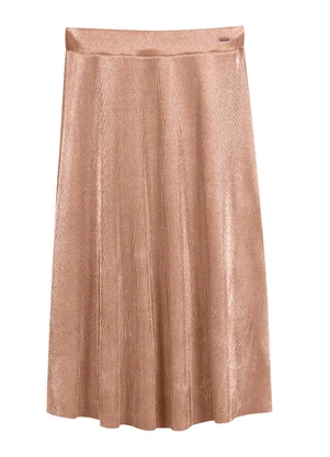 Marialícia - Saia Feminina Midi Plissada Marrom - MARIALÍCIA