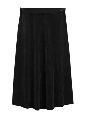 Marialícia - Saia Feminina Midi Plissada Preto - MARIALÍCIA