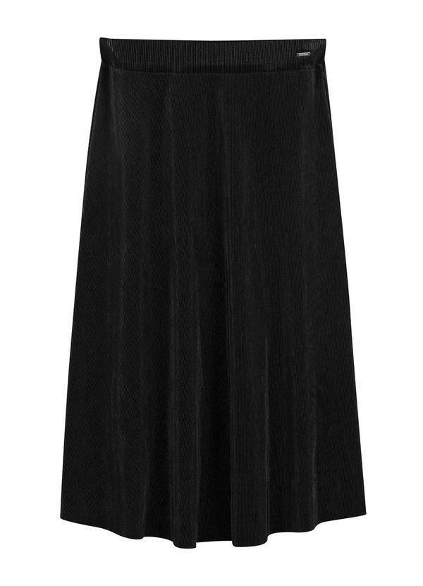 Marialícia - Saia Feminina Midi Plissada Preto