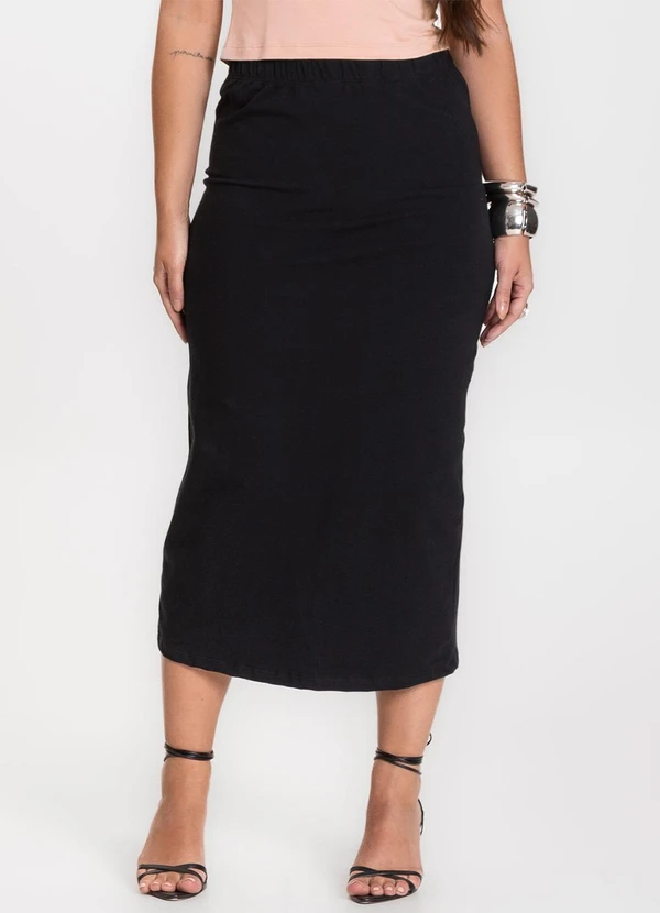 Infinita Cor - Saia Feminina Midi Preto