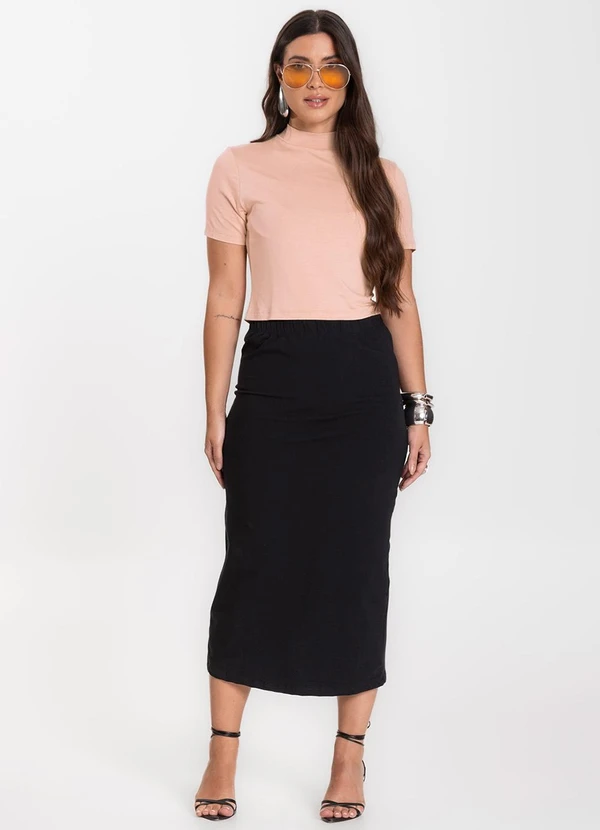 Infinita Cor - Saia Feminina Midi Preto 3