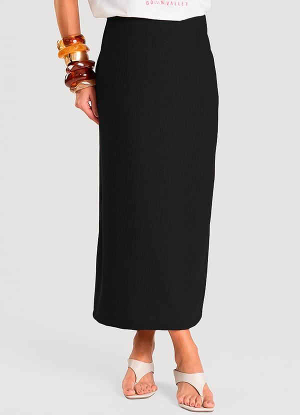 Dianna - Saia Feminina Midi Preto