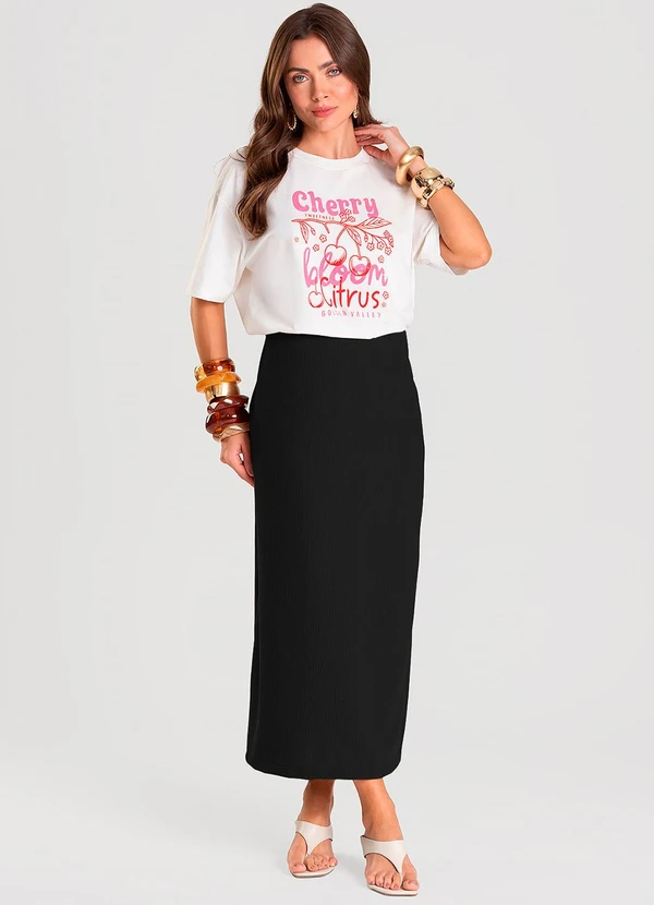 Dianna - Saia Feminina Midi Preto 3