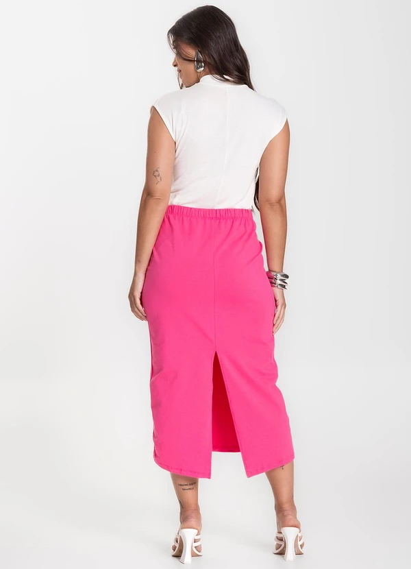 Infinita Cor - Saia Feminina Midi Rosa 4