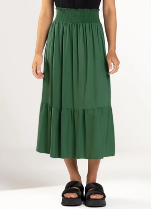 Marialícia - Saia Feminina Midi Verde - MARIALÍCIA