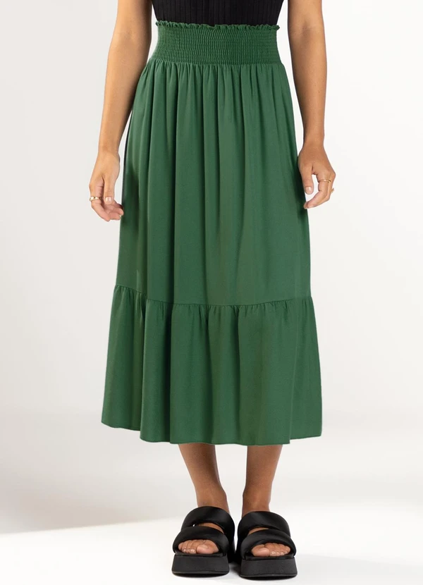 Marialícia - Saia Feminina Midi Verde