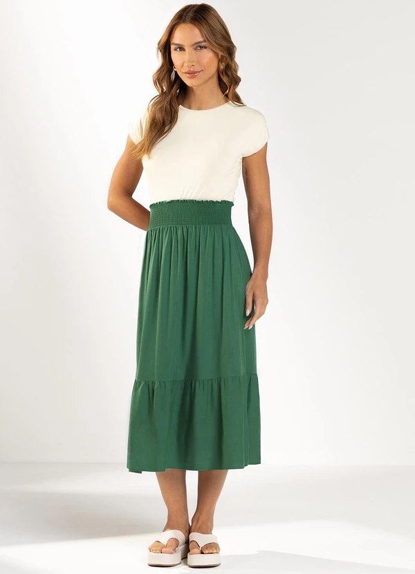 Marialícia - Saia Feminina Midi Verde 3