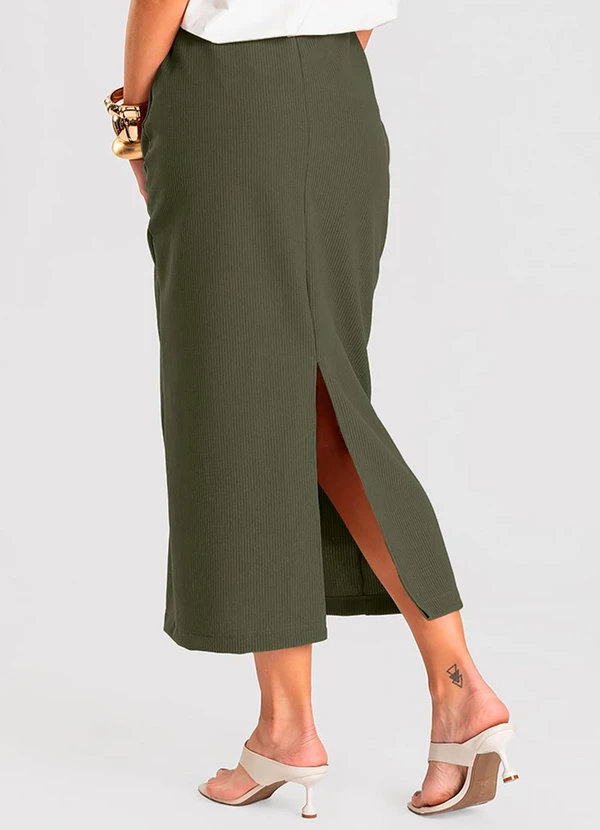Dianna - Saia Feminina Midi Verde 2