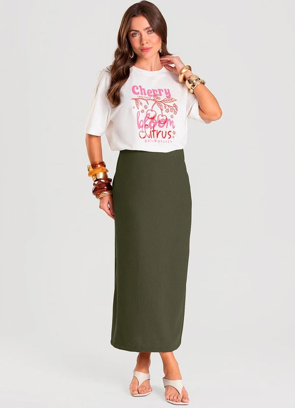 Dianna - Saia Feminina Midi Verde 3