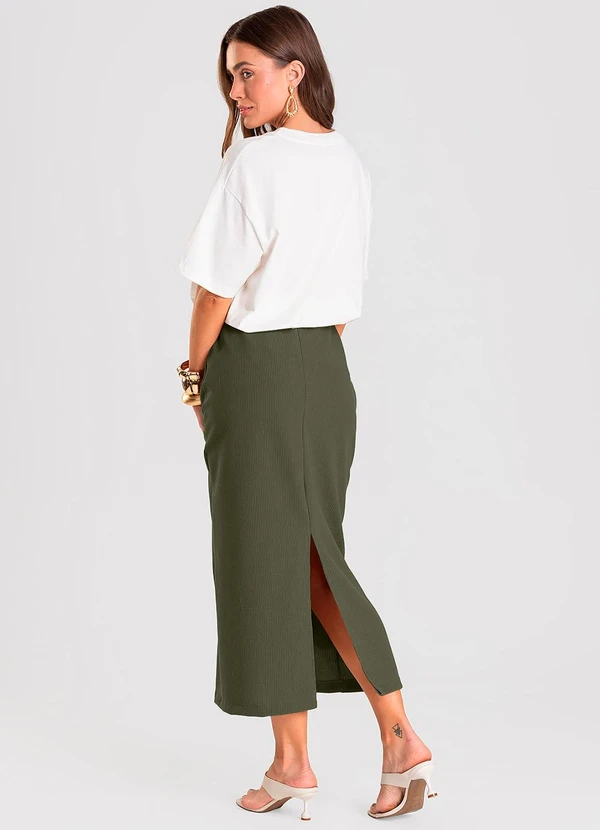 Dianna - Saia Feminina Midi Verde 4