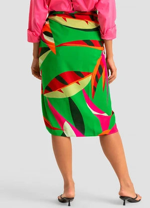 Dianna - Saia Feminina Pareo Estampada Verde - DIANNA