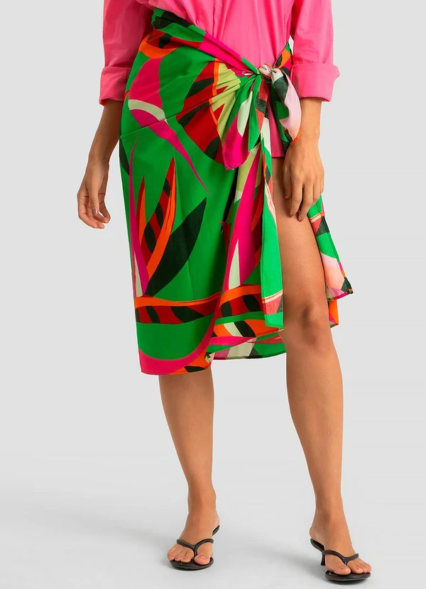 Dianna - Saia Feminina Pareo Estampada Verde