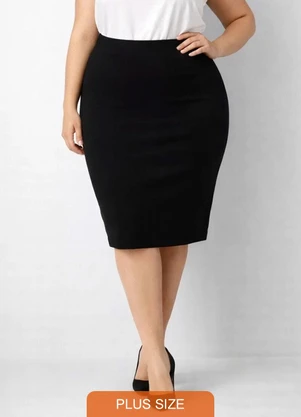 Rovitex - Saia Feminina Plus Size em Bengaline Preto - ROVITEX