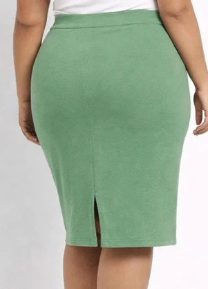 Rovitex - Saia Feminina Plus Size em Bengaline Verde - ROVITEX