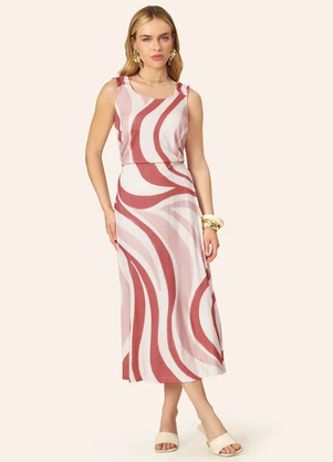 Endless - Saia Feminina Super Midi Evasê Estampada Rosa - ENDLESS