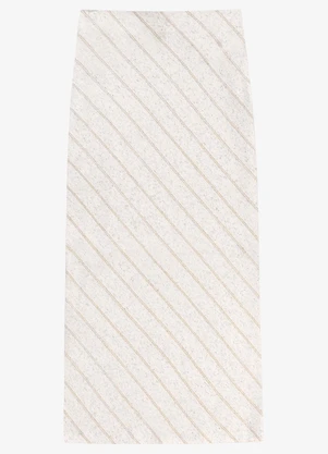 Endless - Saia Feminina Super Midi Viscolinho Lurex Bege - ENDLESS