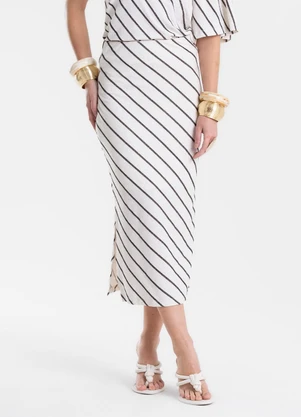 Endless - Saia Feminina Super Midi Viscolinho Lurex Preto - ENDLESS