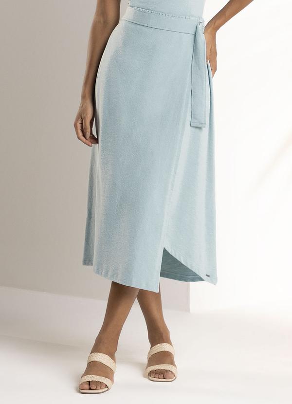 Marialícia - Saia Feminina Transpassada Azul