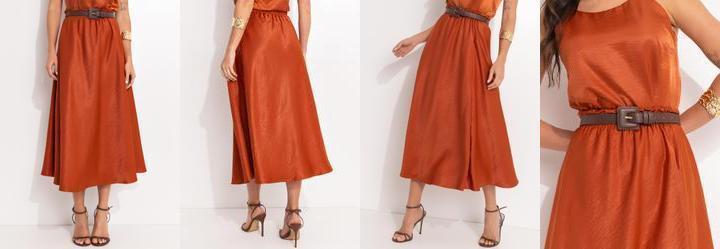 Saia Ferrugem em Tecido Acetinado