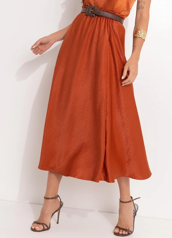 Quintess - Saia Ferrugem em Tecido Acetinado 2