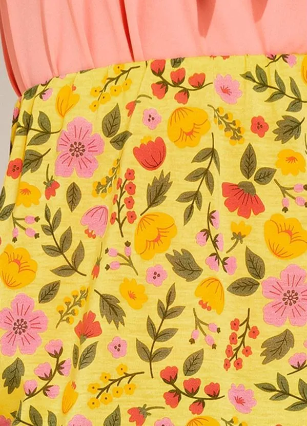 Rosalie - Saia Floral Amarelo com Babado 3