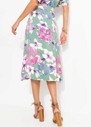 Quintess - Saia Floral Artístico em Malha de Viscose - QUINTESS