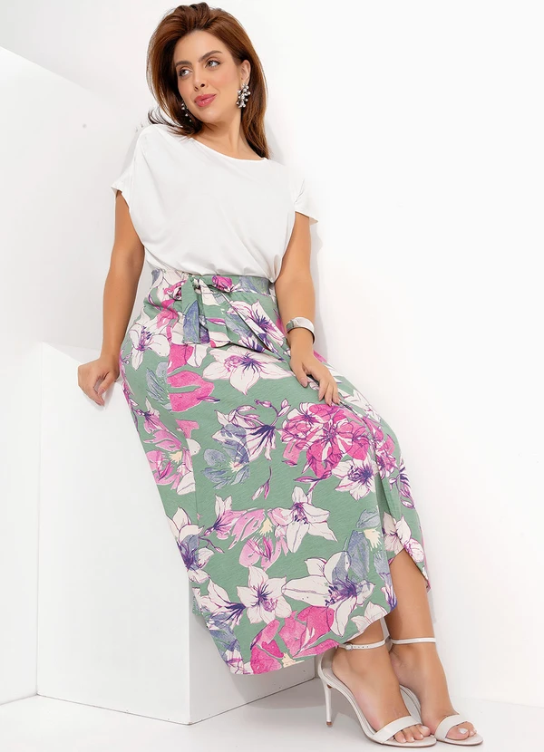 Quintess - Saia Floral Artístico em Malha de Viscose 10