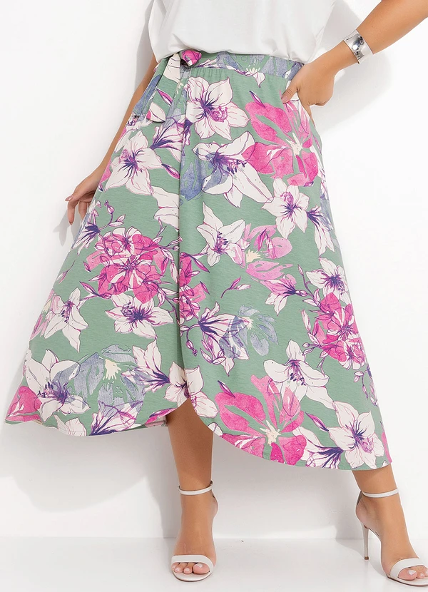 Quintess - Saia Floral Artístico em Malha de Viscose 8