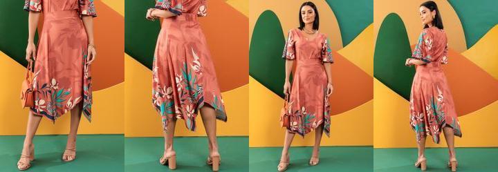 Saia Floral Artstico em Malha Fria