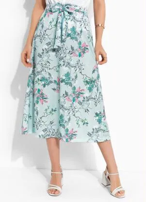 Rosalie - Saia Floral Azul com Amarração - ROSALIE