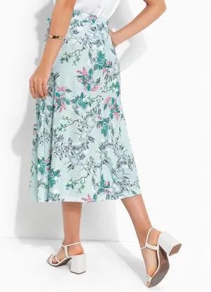 Rosalie - Saia Floral Azul com Amarração - ROSALIE