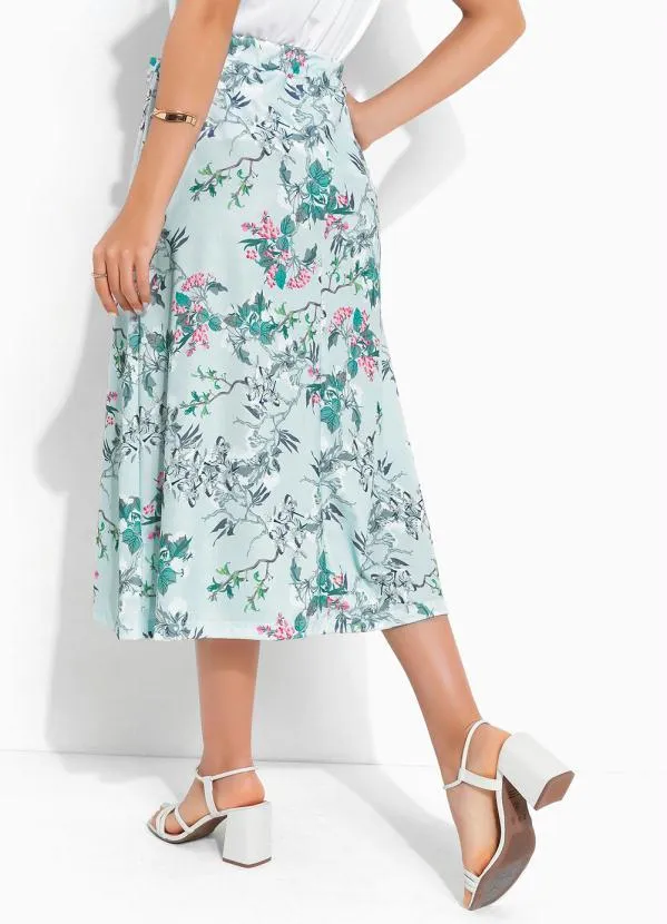 Rosalie - Saia Floral Azul com Amarração 2
