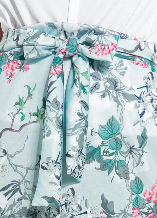 Rosalie - Saia Floral Azul com Amarração 3