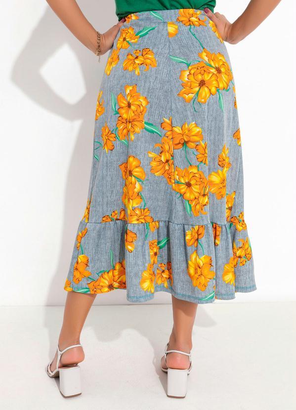 Outlet - Saia Floral Azul com Babado 2