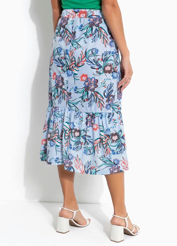 Outlet - Saia Floral Azul com Babado 2