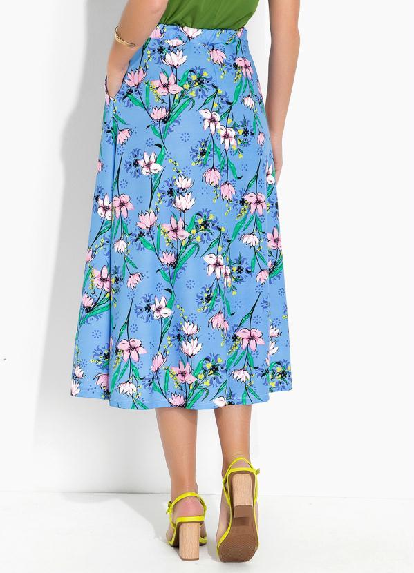 Rosalie - Saia Floral Azul com Bolsos 2