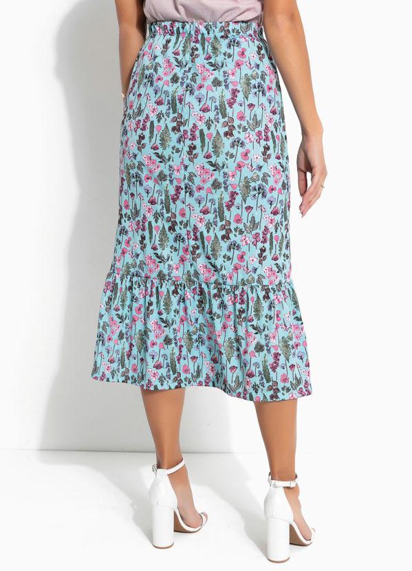 Outlet - Saia Floral Azul com Fenda 2